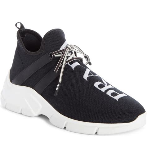 prada leather and mesh sneaker|Prada knit sneakers women's.